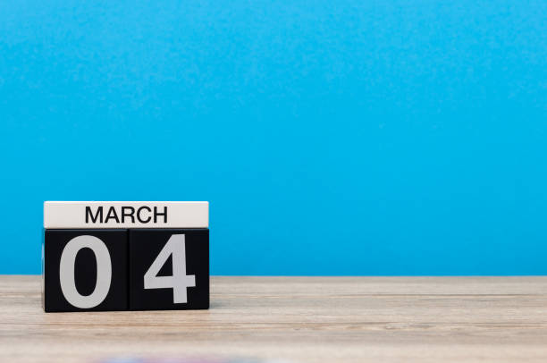istock March 4th. Day 4 of march month, calendar on light blue background. Spring time, empty space for text, mockup 918293810