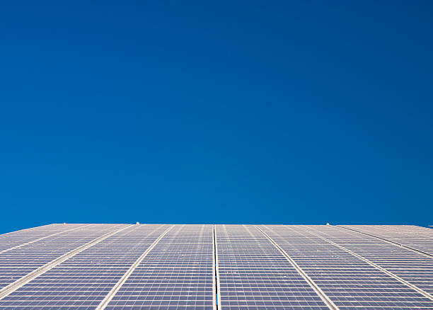 Power plant running on solar cells stock photo