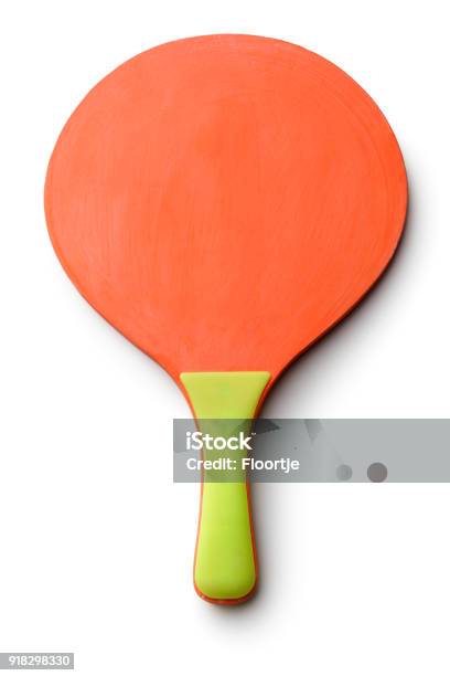 Sport Beach Ball Bat Isolated On White Background Stock Photo - Download Image Now - Beach, Racket, Tennis