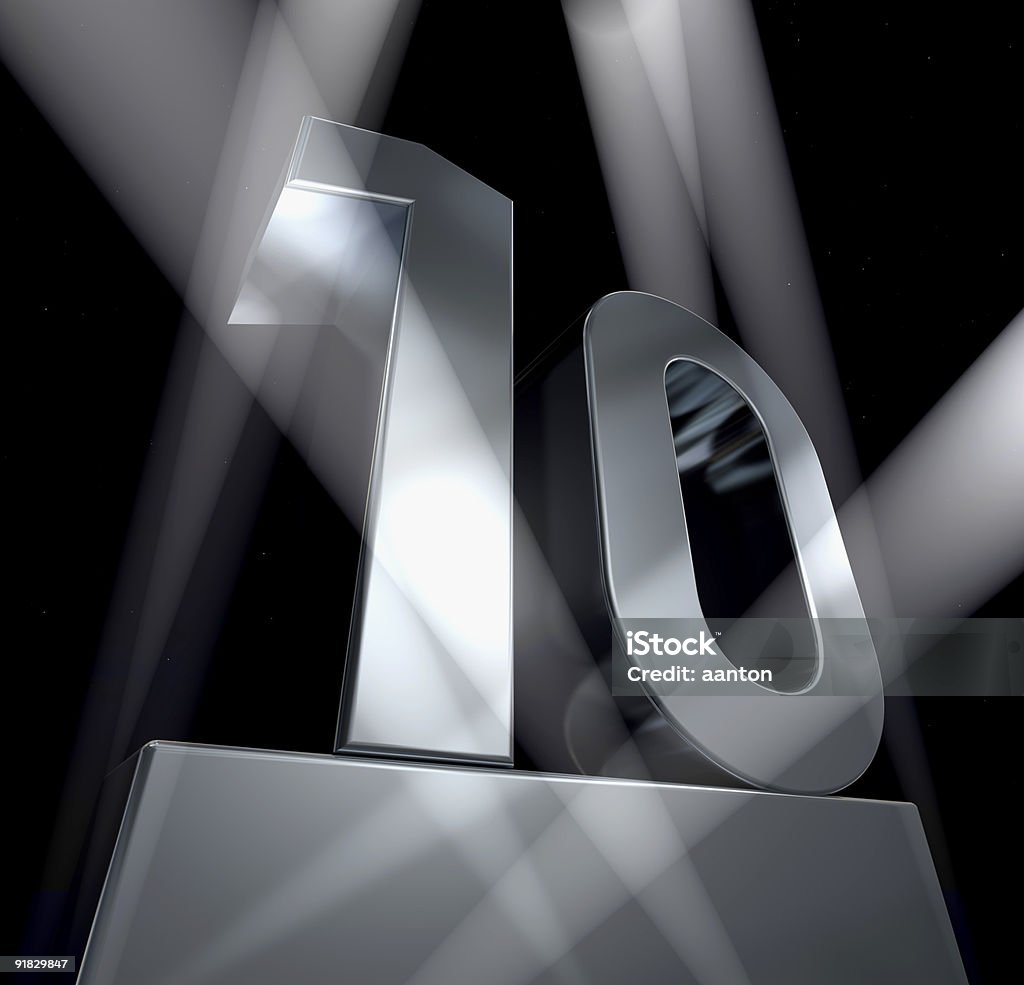 ten celebration monument 10 spotlighted monument of the number 10, 3d Number 10 Stock Photo