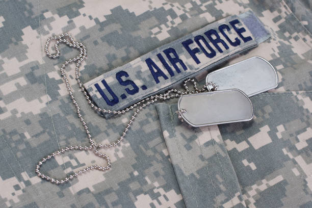 istock us air force camouflaged uniform with blank dog tags 918300576