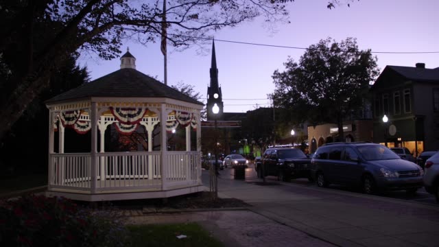Night View of Small Town USA and Gazebo