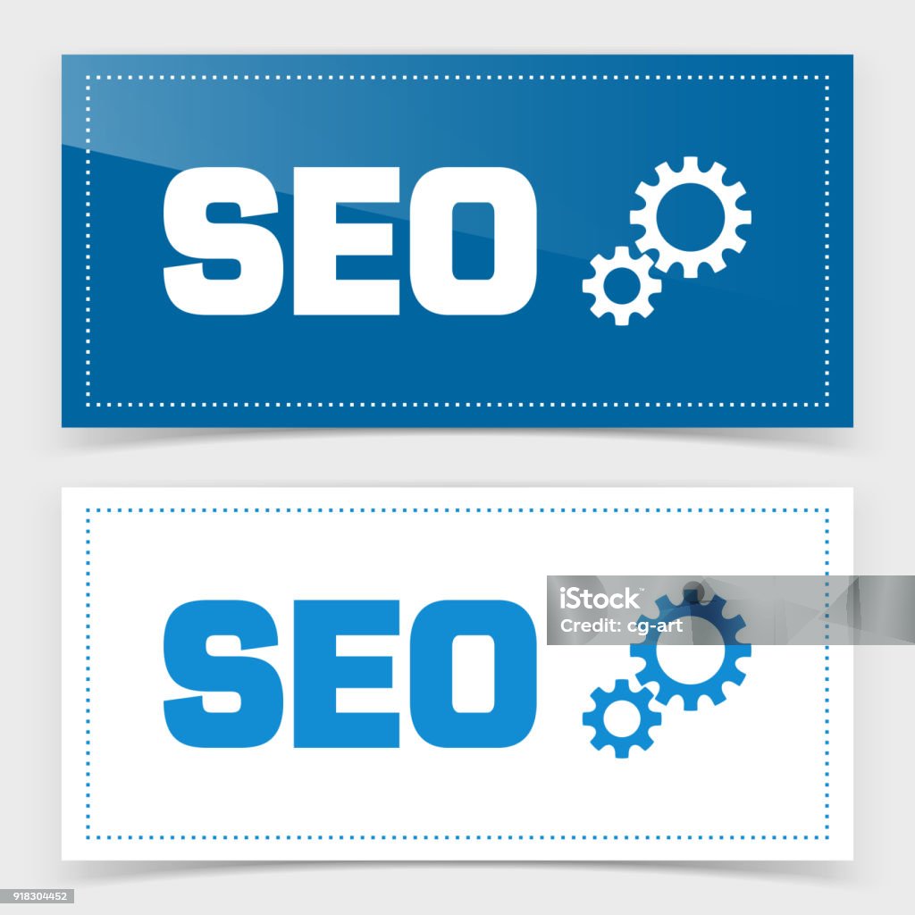 Banner design with SEO icon Banner design with SEO icon. Vector illustration Blue stock vector