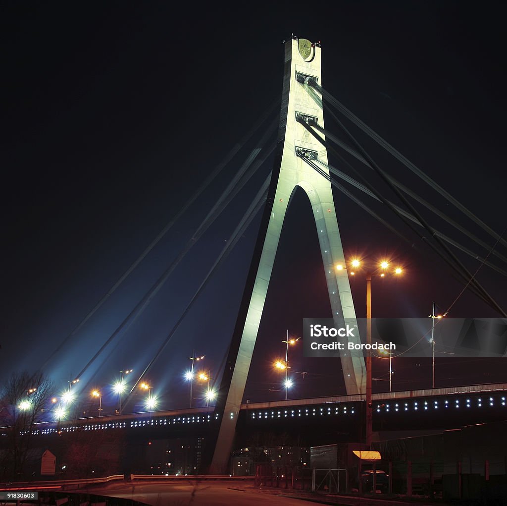 Noite ponte, Kiev, Ucrânia - Foto de stock de Arquitetura royalty-free