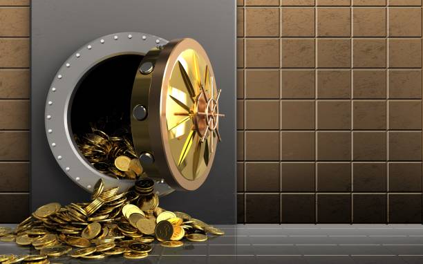 istock 3d golden coins over golden wall 918307800