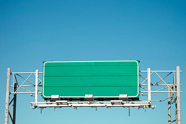istock Blank Green Transportation Highway Information Sign Over Clear Sky 91831433