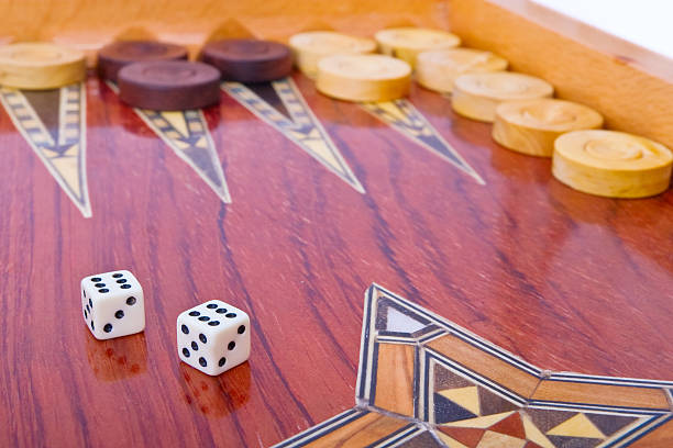 istock Wooden handmade backgammon board isolated on white 91831716
