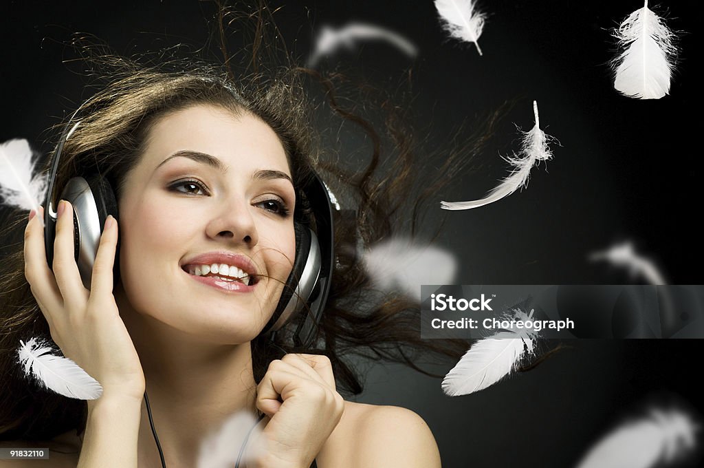 girl in headphones  20-29 Years Stock Photo