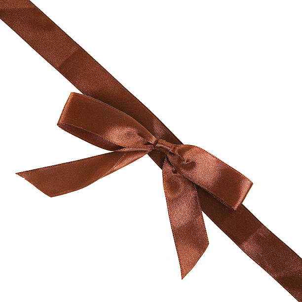 istock Brown ribbon and bow on white background 91832350