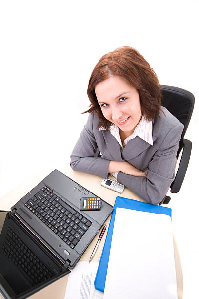 istock Businesswoman with laptop 91832470