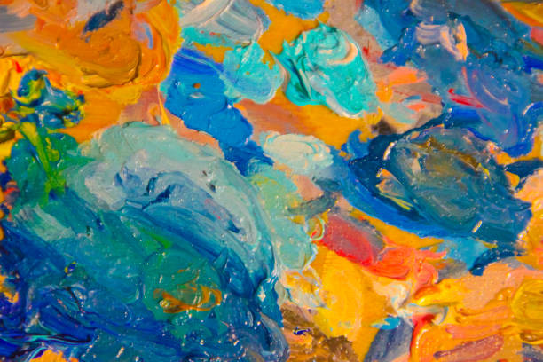 istock Oil paints, brush strokes, close-up. creation. 918325552