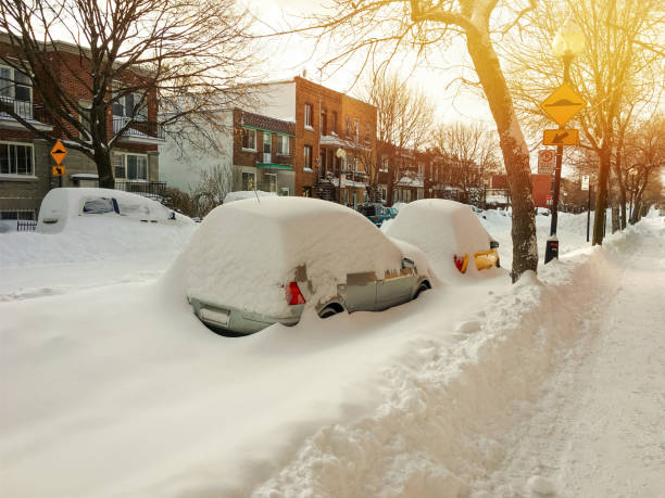 Cars covered with snow on winter street in sunset Cars covered with snow on winter street in sunset. Montreal, Quebec, Canada. 1354 stock pictures, royalty-free photos & images
