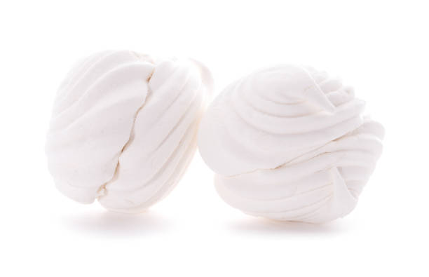 istock Sweet dessert white zephyr marshmallows isolated on white background, 918334692