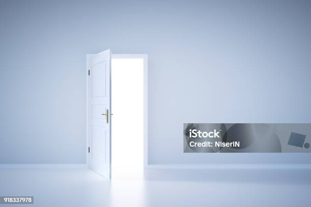 Light Shining From Open Door Entrance Stock Photo - Download Image Now - Door, Open, White Color