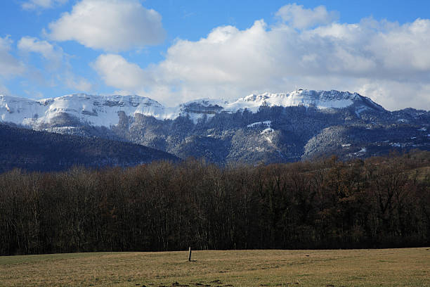 Snow on the cliff stock photo