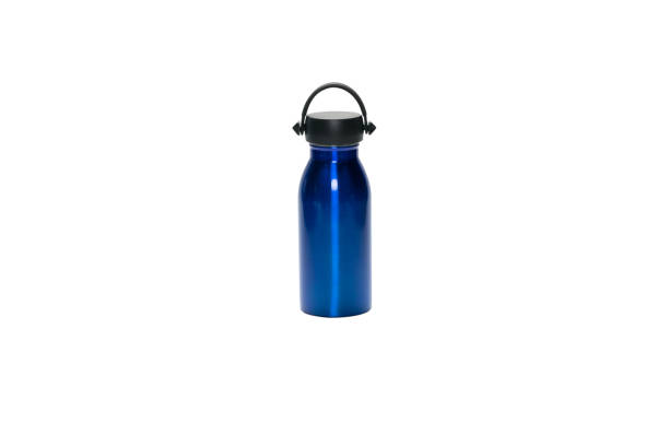 istock Blue stainless thermos bottle isolated on white background. Clipping path included. 918349326