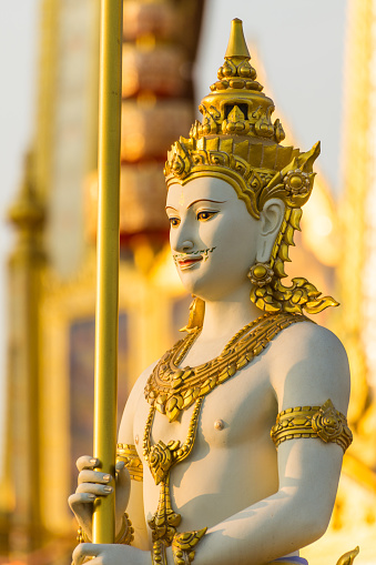 Bangkok, Thailand - December 25, 2017: Gaurdian angel sculpture, to decorate the Royal Crematorium of King Rama IX exhibition at Sanam Luang, Bangkok, Thailand