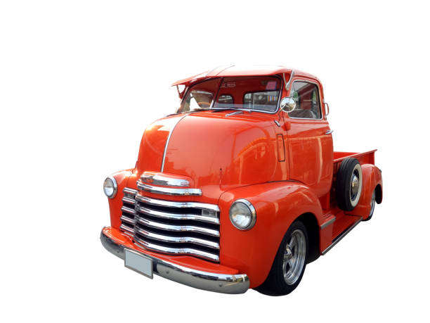 istock Classic car orange Retro, On white ground. 918353020