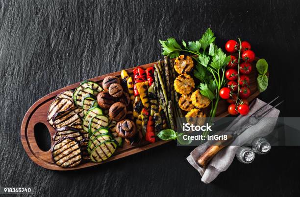 Healthy Summer Food A Wide Variety Of Sliced Grilled Veggies The Perfect Garnish For A Big Bbq Party Or A Celebration Weekend Stock Photo - Download Image Now