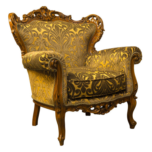 istock Vintage luxury Golden sofa Armchair isolated on white 918369542