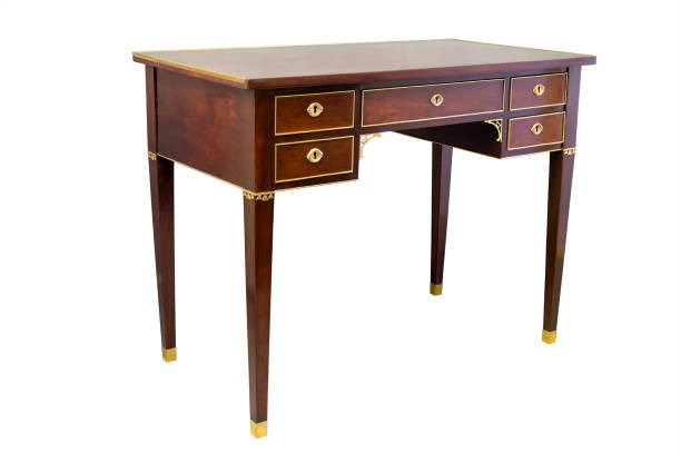 istock Antique hard wood writing desk , isolated on white background 918371636