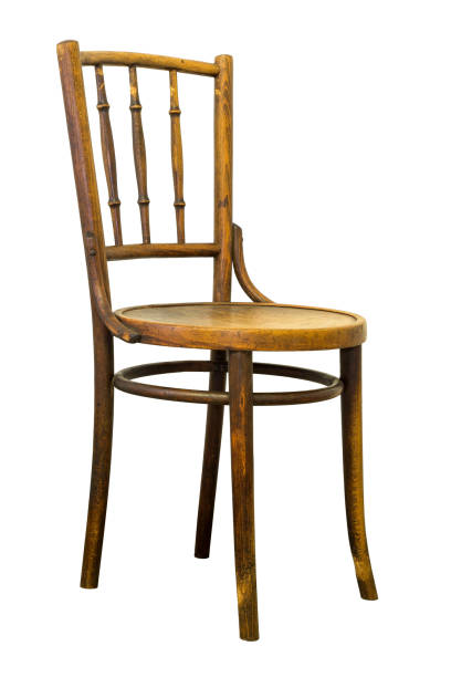 Brown bentwood chair, isolated on a white background