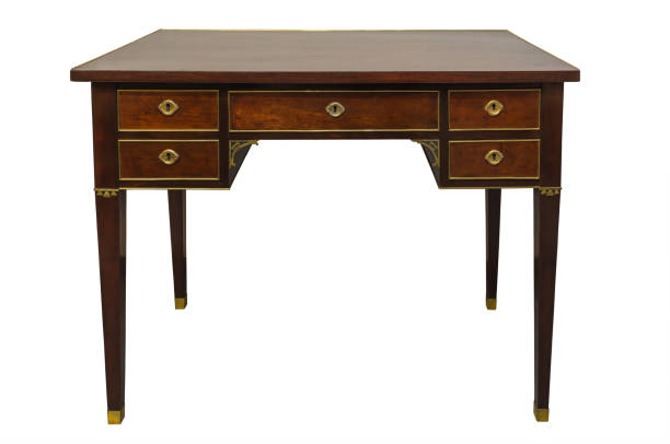 istock Antique hard wood writing desk , isolated on white background 918371660