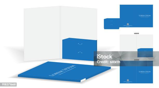 Folder Die Cut Mock Up Template Vector Stock Illustration - Download Image Now - File Folder, Template, Pocket