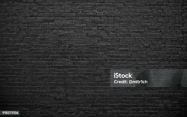 Black Brick Wall Brickwork Background For Design Stock Photo - Download Image Now - Black Color, Brick Wall, Brick