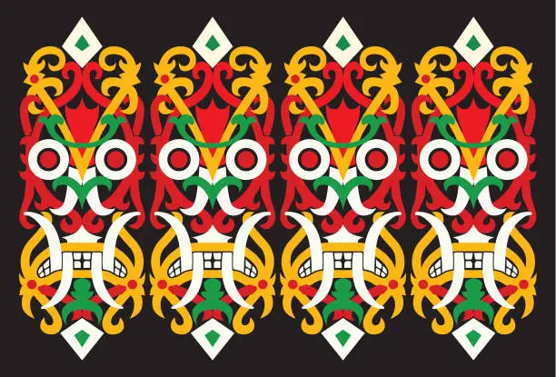 Vector illustration of A traditional Dayak shield