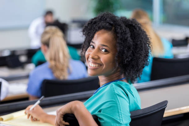 istock Confident African American female medical student during class 918377790
