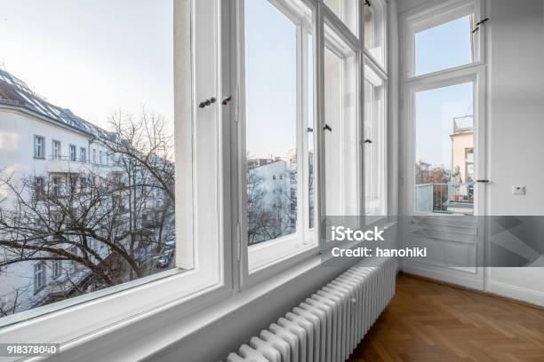 Window Old Wooden Double Windows In Turn Of The Century Building Stock Photo - Download Image Now