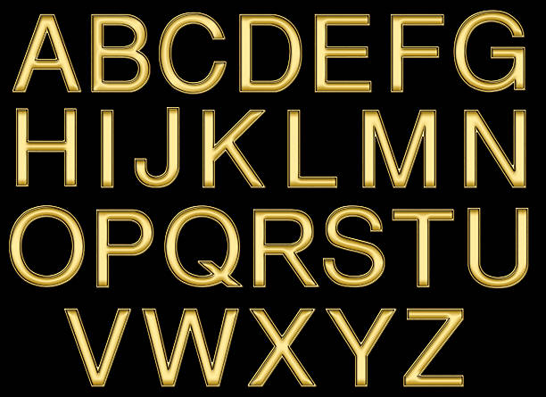 Illustrated gold type with rounded outline borders. Contains clipping path. Letters are 3\