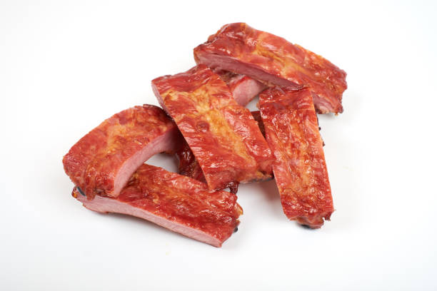 istock Grilled pork ribs isolated on white background 918384644