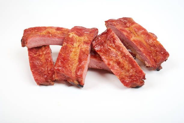 istock Grilled pork ribs isolated on white background 918384672