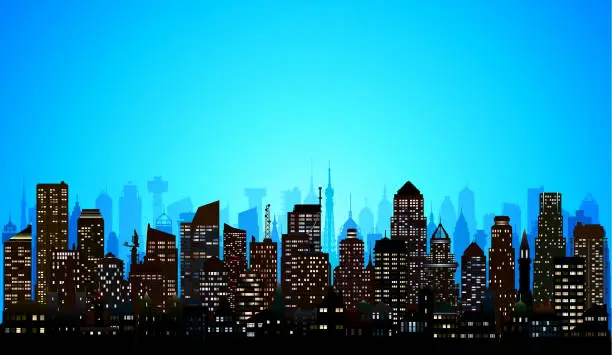 Vector illustration of City (All Buildings Are Complete and Moveable)