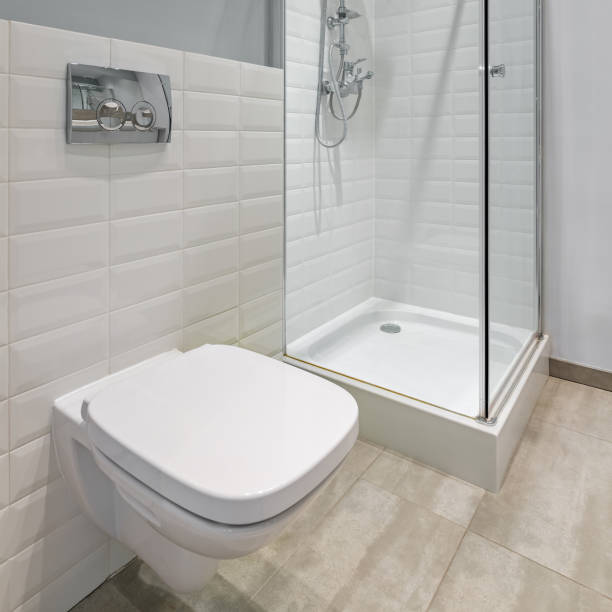 istock Bathroom with toilet and shower 918385506