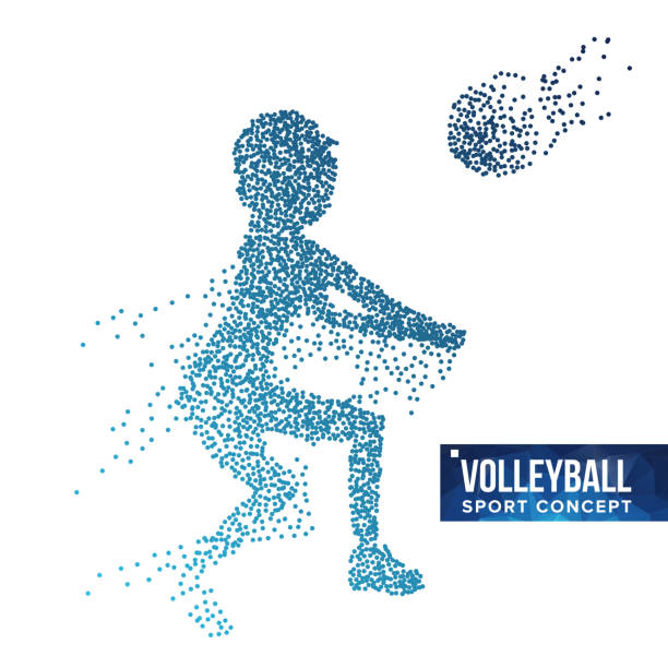 Volleyball Player Silhouette Vector. Grunge Halftone Dots. Dynamic Volleyball Athlete In Action. Dotted Particles. Sport Banner, Game, Event Concept. Isolated Abstract Illustration Volleyball Player Silhouette Vector. Grunge Halftone Dots. Dynamic Volleyball Athlete In Action. Dotted Particles. Sport Banner, Game, Event Concept. Isolated Illustration evolution volleyball stock illustrations