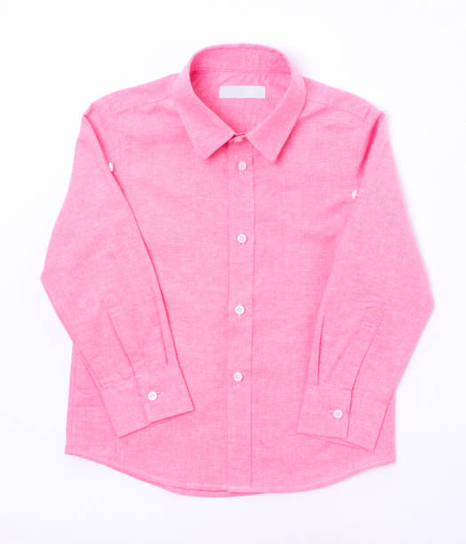 pink shirt on white background. - shirt women pink jeans imagens e fotografias de stock
