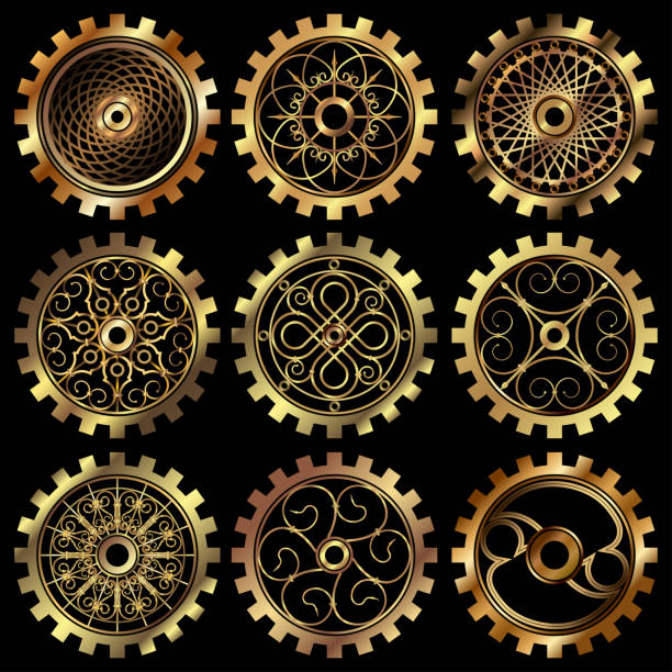 illustrazioni stock, clip art, cartoni animati e icone di tendenza di gli ingranaggi steampunk - gold watch