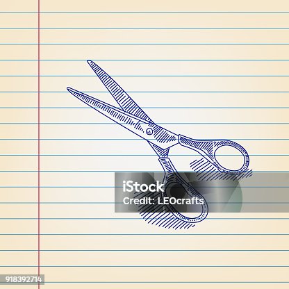 istock Scissor Drawing on Lined paper 918392714