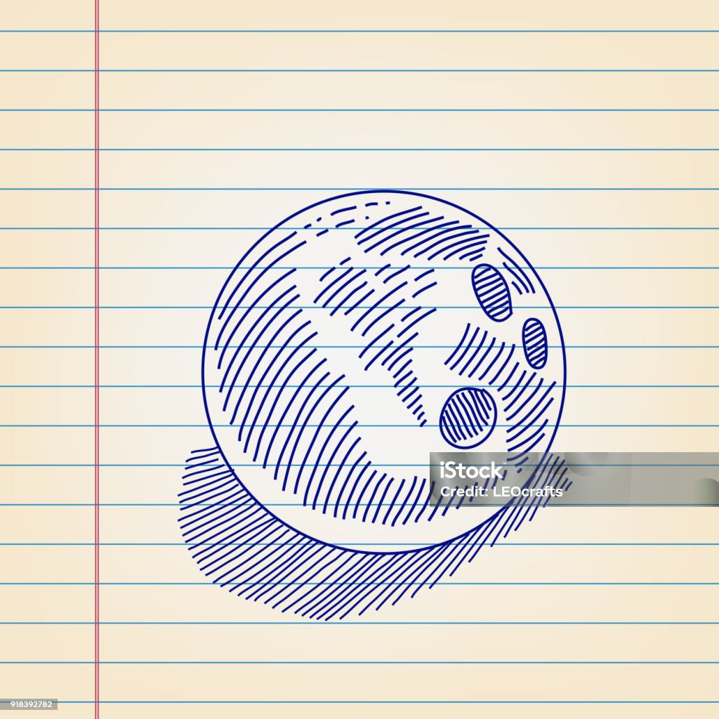 Bowling Ball Drawing on Lined paper Line drawing of Bowling Ball, Elements are grouped.contains eps10 and high resolution jpeg. Bowling Ball stock vector