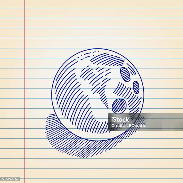 Bowling Ball Drawing On Lined Paper Stock Illustration - Download Image Now - Bowling Ball, Clip Art, Concepts