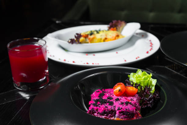 istock Set dinner of two courses. Chef's specialty presented in restaurant on served table. Clouse up. 918396794