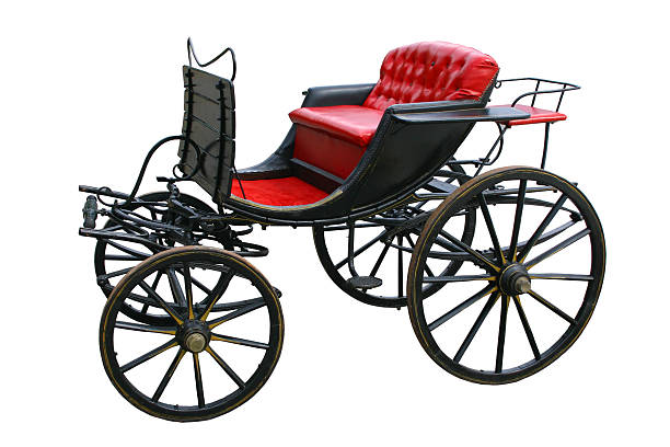 istock Vintage carriage painted black with red leather seat 91839703