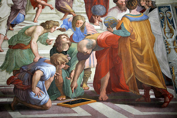 Ptolemy and Strabo in the School of Athens by Raphael  aristotle stock pictures, royalty-free photos & images