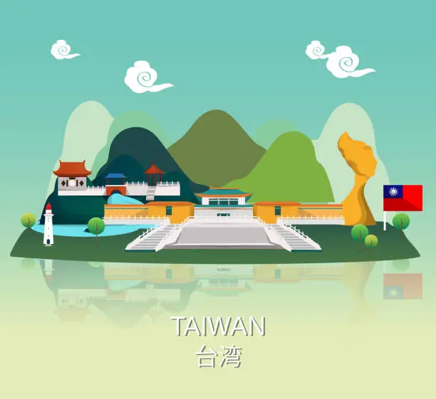 Vector illustration of Traveling to Taiwan with landmark of infographic