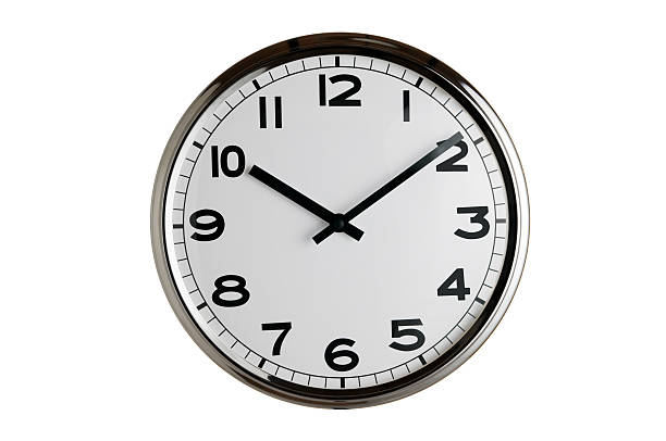istock Classic black and white clock isolated on white background 91840191