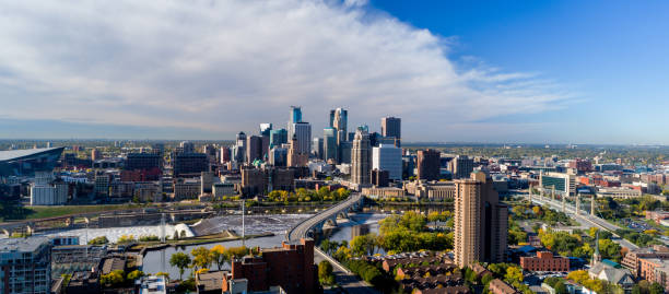 istock Minneapolis Aerial with River and Bridges 918406638