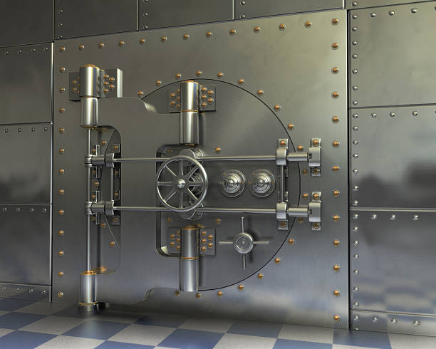 istock A closed entranced to a bank vault 91840702